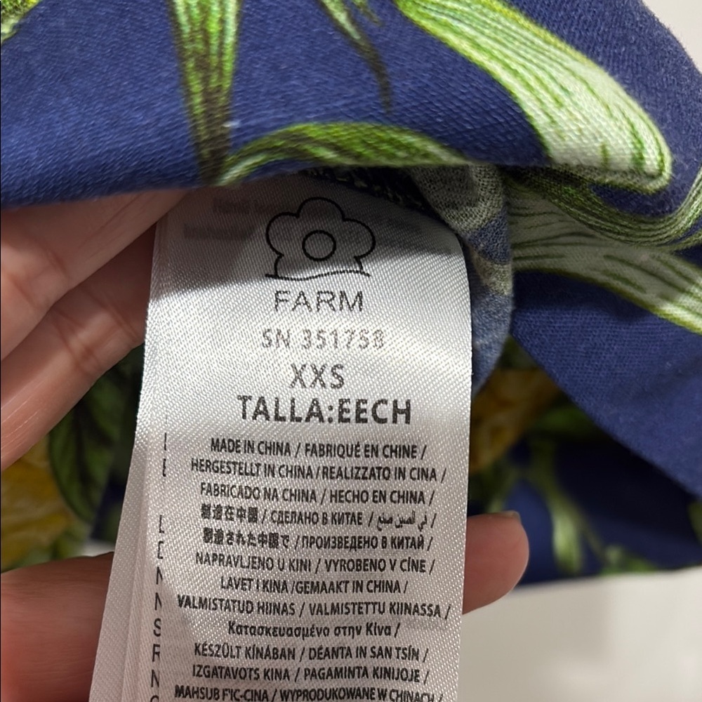 NWT Farm Rio DELICATE PINEAPPLE NAVY BLUE mini dress size xxs - Picture 5 of 5